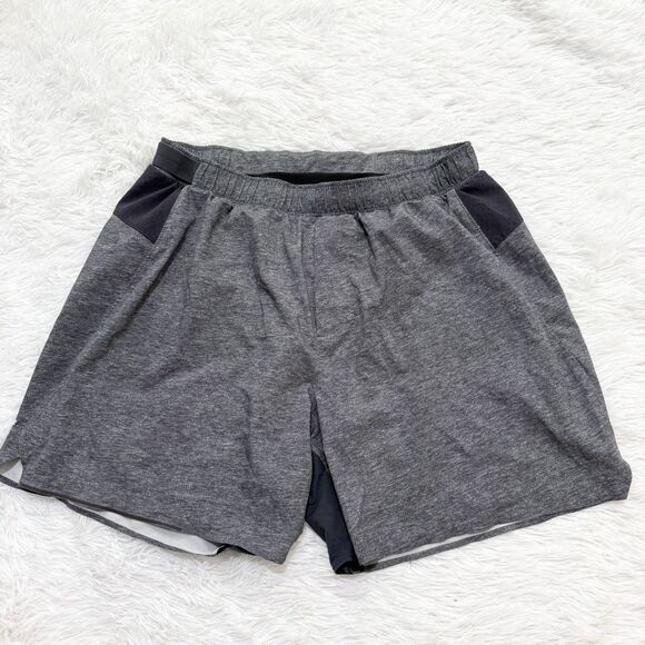 Men Lululemon Surge Short *6" Updated Lined Heathered Deep Coal Size Large - Picture 2 of 6